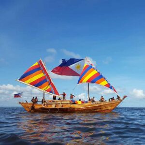 A Replica of the Visayan Balangay off the Coast of Palawan